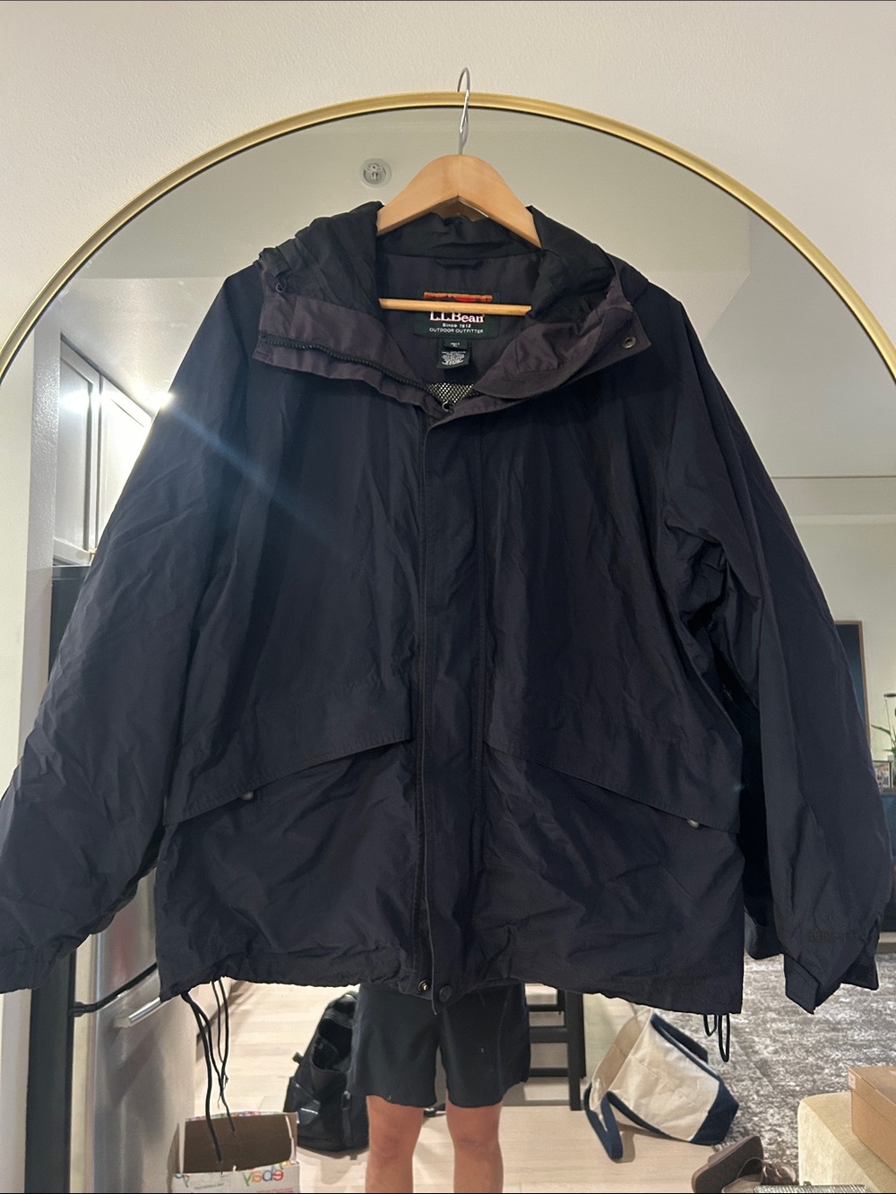 L.L. Bean Men's Hooded Raincoat - Black